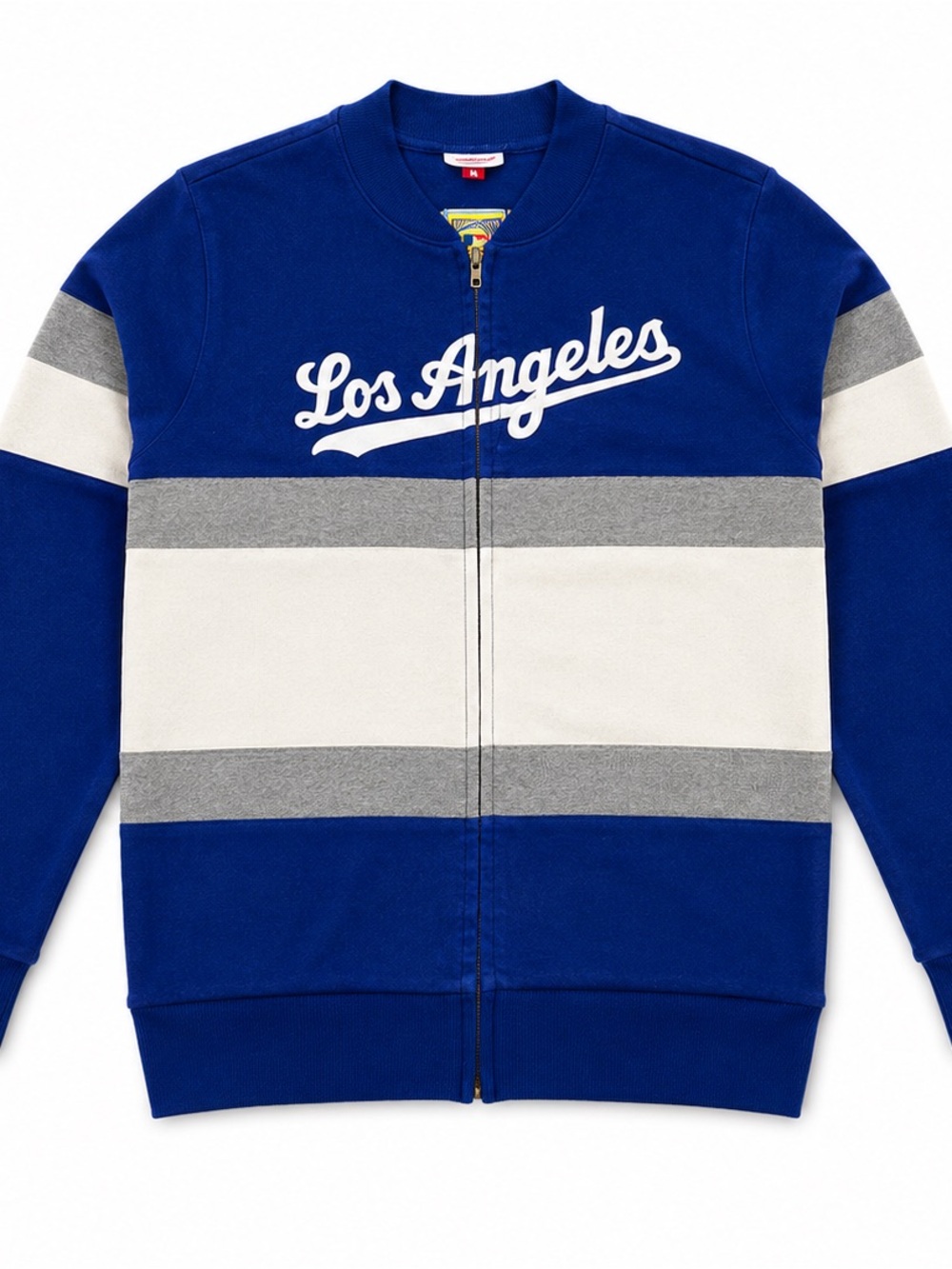 [SWTRAJ18024-LADROYA] Mens Mitchell & Ness MLB Front Stripe Full Zip Sweater Los